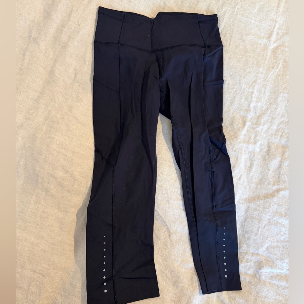 lululemon athletica Black Capri Leggings with Reflective Dots